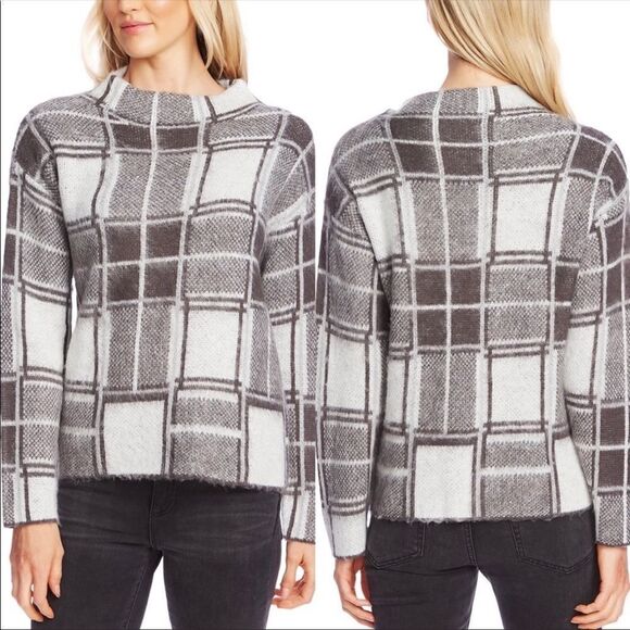 ✨HP✨women mock neck plaid light blue & white sweater & hat set✨ - Picture 6 of 6